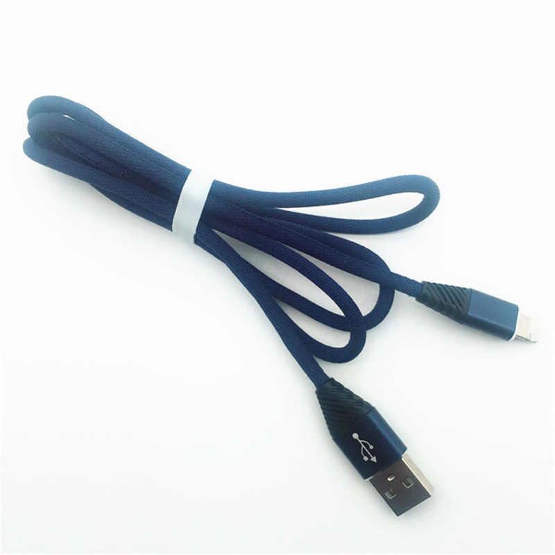 KPS-1004CB 8pin Висококачествен 1M 2.2A памучен тъкачен кабел за бързо зареждане с USB